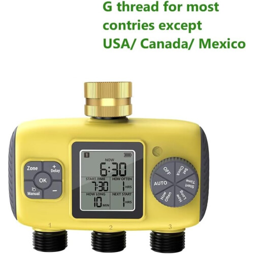 3 Outlet Garden Water Timer with Automatic Scheduling, Digital Control and Lawn Irrigation System 1