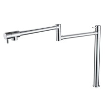 Pot Filler Faucet With Double Joint Swing Arm, Deck Mounted, Brass Cold Water Tap, Two Handle, Single Hole, Chrome Finish