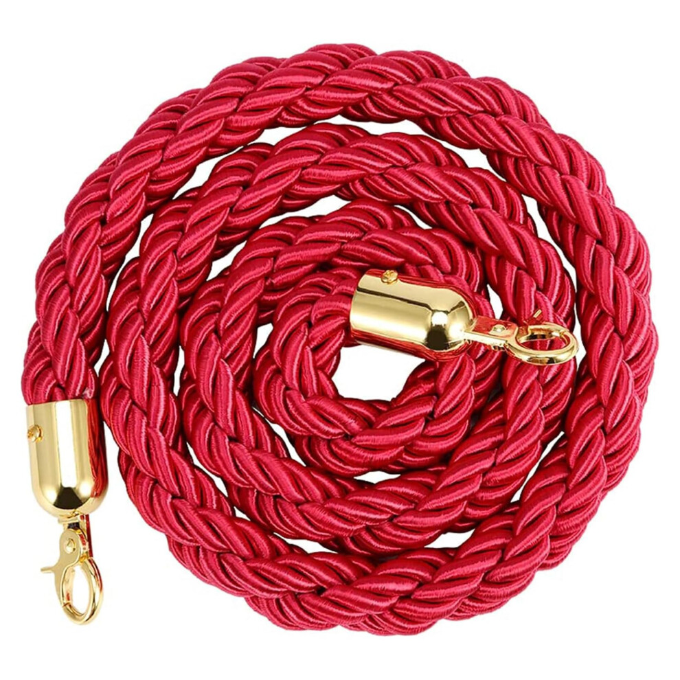 Twisted Queue Rope Braided Hemp Rope Barrier With Gold Snap Hooks Red Stanchion Rope For Party Decorations Red Carpet Events 3.3Ft/100Cm 9382693419033