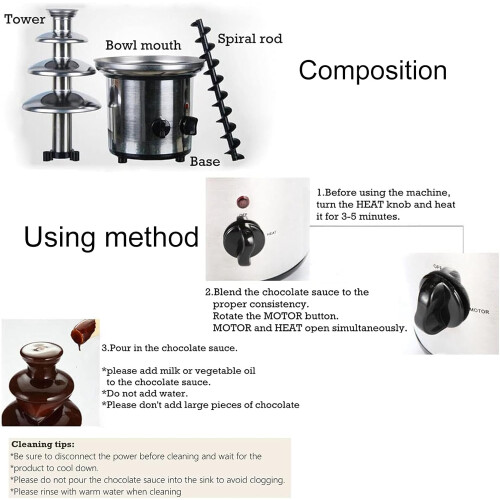4 Tier Stainless Steel Chocolate Fountain with Separate Heating Function for Parties 1
