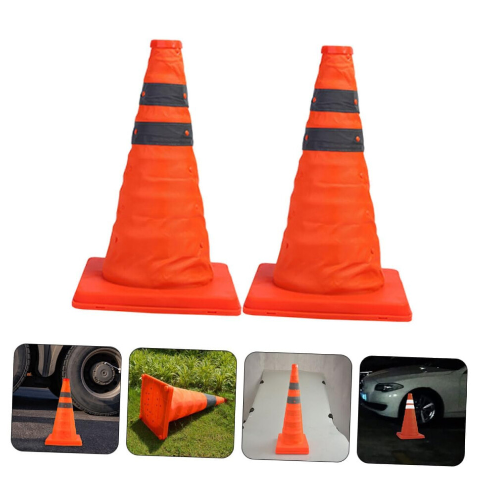 Traffic Safety Cone 2Pack, Reflective Warning Cone, Durable Plastic, Outdoor Lane Safety Pillar For Guardrails, Orange 9382693419309