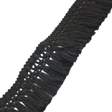 Black Cotton Tassel Fringe Trim Lace Ribbon 10 Yards for DIY Sewing Curtains and Costume Crafts