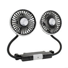 Dual Head Car Fan with Light and 3Speed Low Noise Motor for Front and Rear Seats