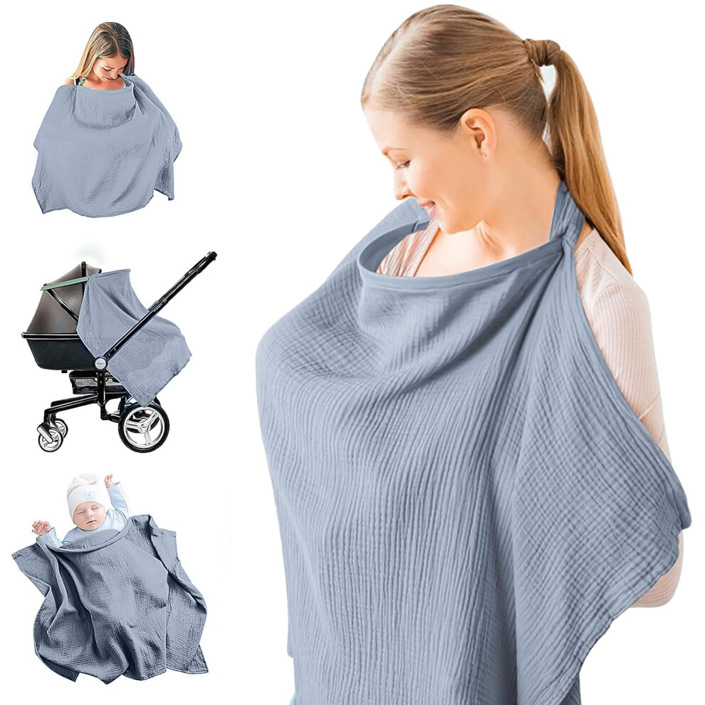 Breastfeeding Cover Nursing Cover Weight Adjustable Strap Baby Feeding Cover For Moms Light/Blue