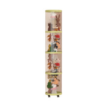 Plush Toy Storage Organizer, Vertical Transparent Basket with Adjustable 4 Tiers and Wheels for Kids Room