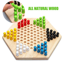 Kinder-Chinese Checkers tragbares Spielset aus Gummiholz chinesisches Strategiespiel Brettspiel