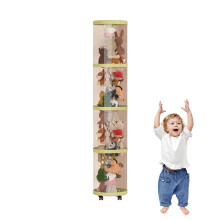 Stuffed Animal Storage Plush Toy Organizer FourLayer Vertical Cube Rack With Wheels Green