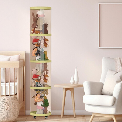 Stuffed Animal Storage Plush Toy Organizer FourLayer Vertical Cube Rack With Wheels Green 1