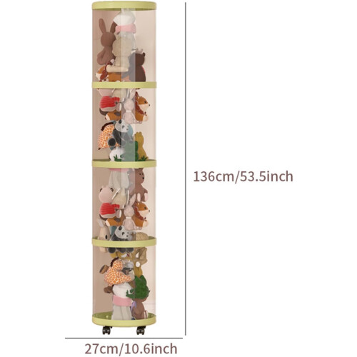 Stuffed Animal Storage Plush Toy Organizer FourLayer Vertical Cube Rack With Wheels Green 2