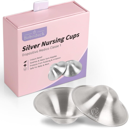 Nursing Cups 925 Silver Nipple Shields For Breastfeeding, Soothes And Protects Nipples, Regular Size