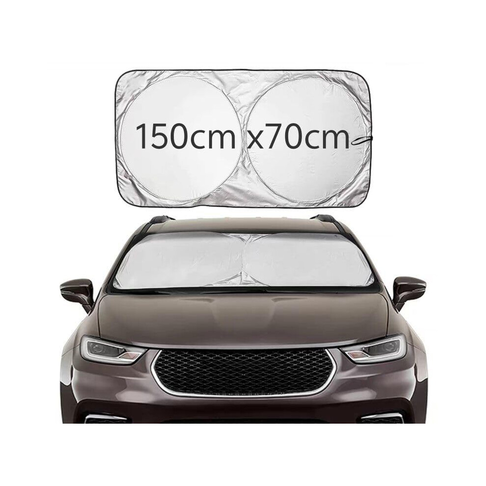 Car Sun Shade 150X70 Front Windshield Sunshade Uv Protection Vshape Keeps Interior Cool Foldable 9347817648423