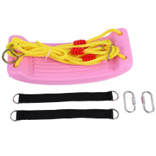 Durable Pink Swing Set, Thick Rope Swing for Indoor Outdoor Play with Weatherproof Ribbed Surface, Non-toxic Material and Bright Colors