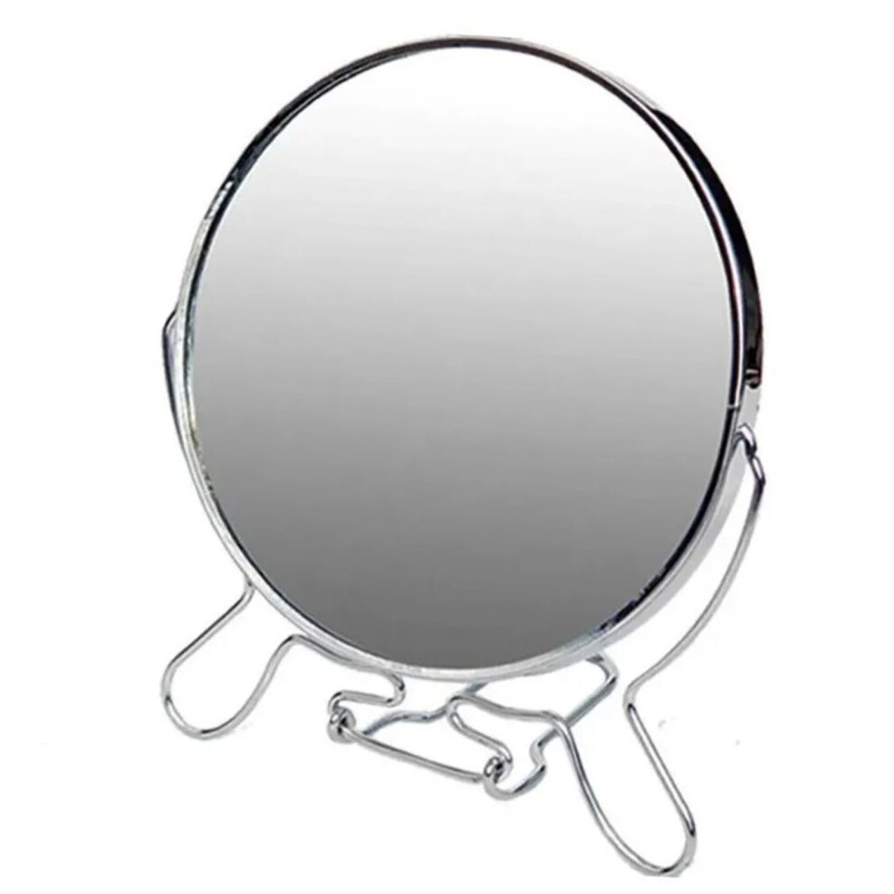 Desktop Cosmetic Mirror with Dual Side Mirror and Magnifier Mirror, Portable Design Featuring 360 Degree Rotation, Corrosion Resistance Metal Frame