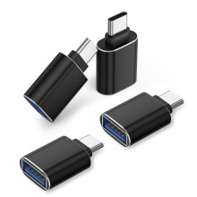 Lot de 4 adaptateurs USB vers Type-C, chargeur de voiture noir, câble convertisseur compatible avec Apple Watch Ultra, iWatch, iPhone, tablette et
