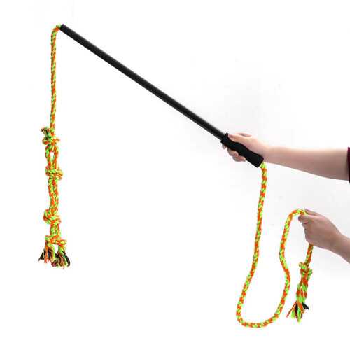 Dog Training Toy with Durable Cotton Rope Flirt Pole for Interactive Exercise and Agility
