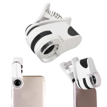 Clip-On-Mikroskop mit LED-UV-Licht, 50-fache Vergrößerung für Smartphones