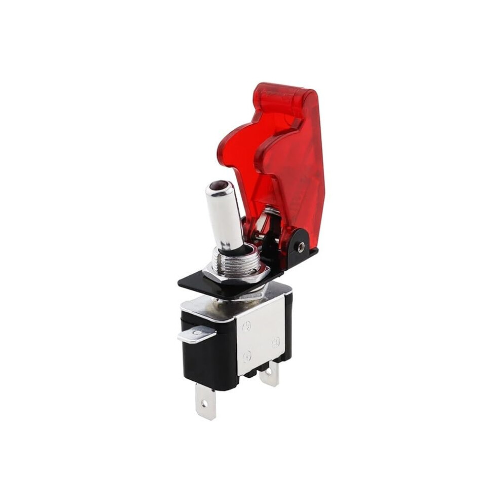 12V 20A Toggle Rocker Switch With Led Indicator And Protective Flip Cover For Automotive Red 9164114601421