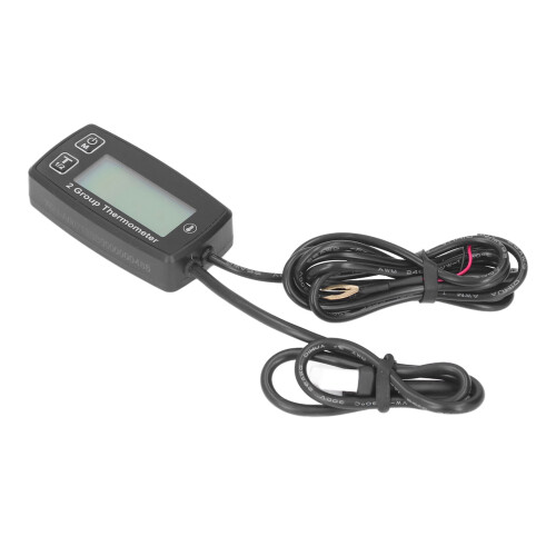 LCD Engine Temp Gauge with Dual Channels & Green Backlight IP67 Safe 2
