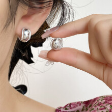 S925 Polished C-Shape Beaded Ear Cuff, Minimalist Wave Dot Earring for Women