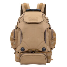 Khaki Adventure Backpack, Large Capacity With Waterproof Coating Lining And Load Compression System