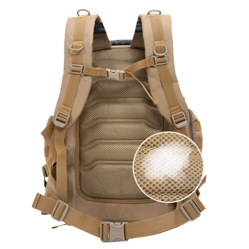 Khaki Adventure Backpack, Large Capacity With Waterproof Coating Lining And Load Compression System 2