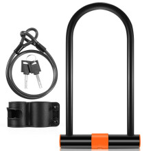 Comodo lucchetto a U per bicicletta con impugnatura in silicone, facile da installare, lucchetto antifurto resistente, impermeabile, robusto