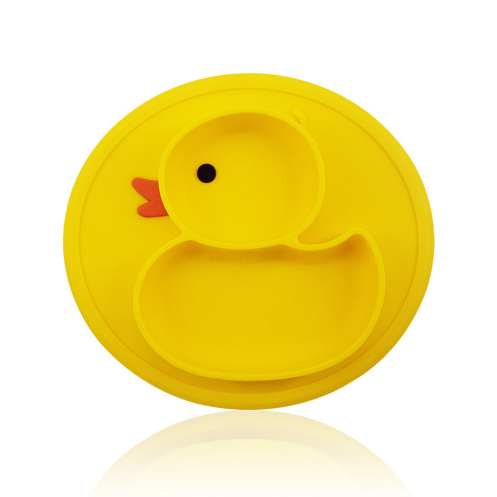Microwave & Dishwasher Friendly Mess-Free Suction Plates, Food Grade Silicone Baby Plates with Cute Funny Duck Design for Safe and Fun Feeding,