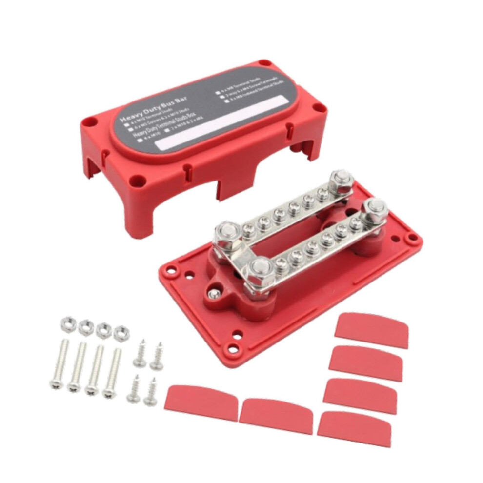 Power Distribution Block 48V 150A M10 Stud Bus Bar For Car Rv Marine Current Red 9382693424495