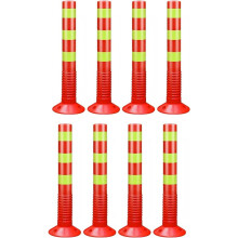Delineator Posts Traffic Cones For Parking Lots 30Inch Plastic Road Barrier, Reflective Band, Red, 8 Pack