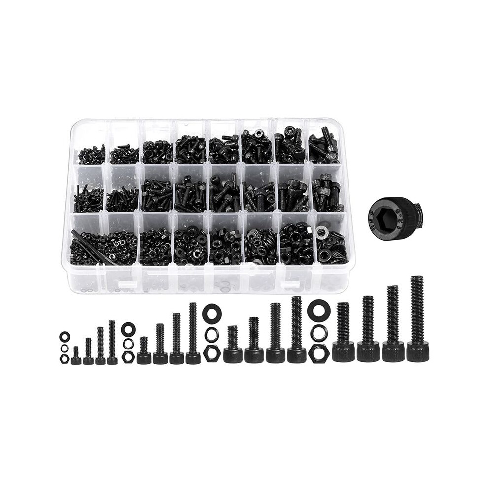 1600Pcs Metric Screw Assortment Metric Bolt Assortment, Hex Socket Cap Machine Screws Nuts And Bolts Assortment Kit 6031437266138