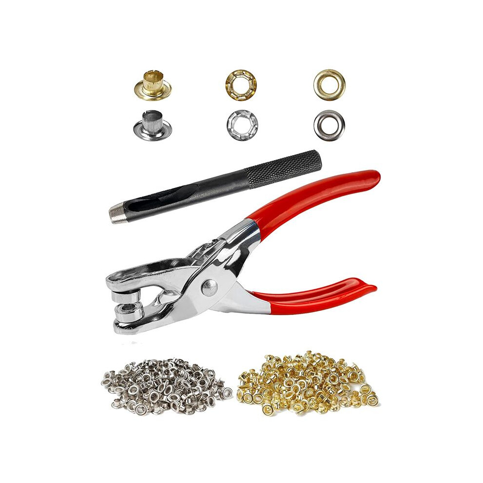 500Pc 1/4 Inch Grommet Tool Kit, Leather Hole Punch Pliers, Grommets Kit With 500 Metal Gold And Silver Leather, Shoes 6032421979423