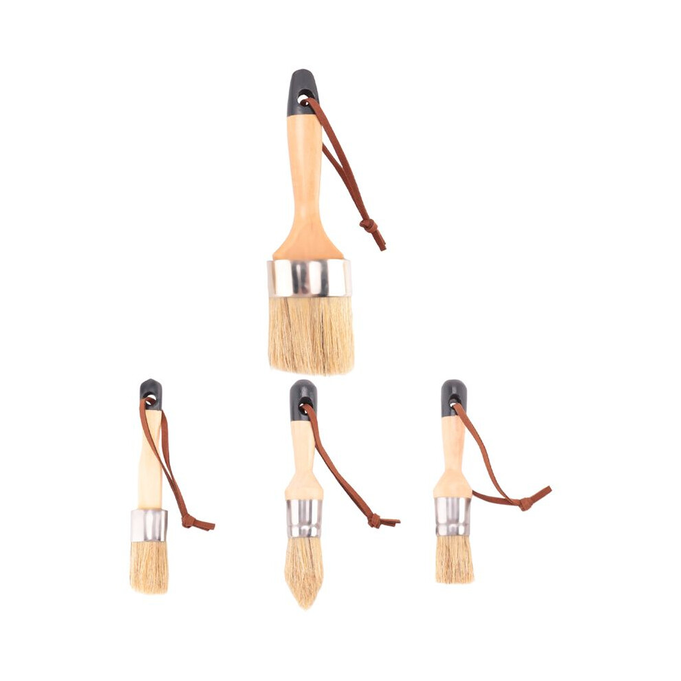 4 Pcs Chalk And Wax Paint Brush Furniture Small Round Oval Brush With Natural Bristles For Painting Or Waxing 6031092552294