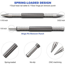Spring Double End Nail Punch Set Center Hole Punch Spring Loaded Metal Woodworking Drill Bit Door Pin Removal