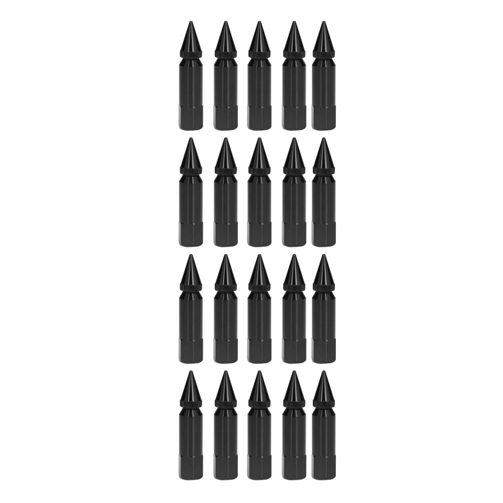 20Pcs Universal M12x1.5 Aluminum Alloy Spiked Lug Nuts 90Mm Black 8411376482598