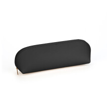 Simple Black Leather Pencil Case, School Pencil Case with Zipper, Men Boys Special Pen Bag, for Student Office College School