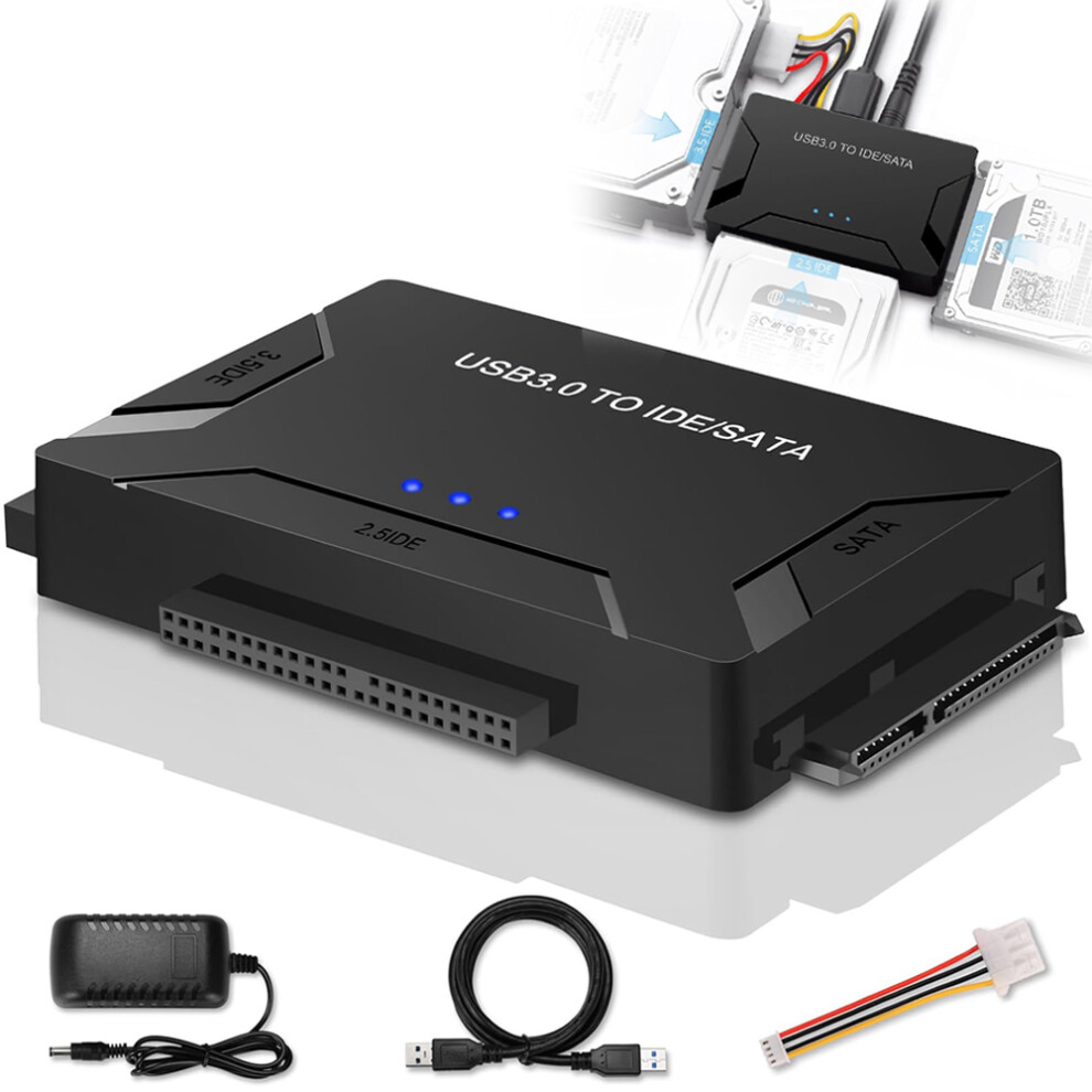 Ide Sata To Usb Converter For 2.5 3.5 Inch Drives, Hard Drive Reader With Usb 3.0 Super Speed Data Transfer, External Hard Drive Adapter Supporting 9009791698459