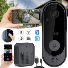 Wireless Doorbell Camera with Smart Human Detection, No Monthly Fee, 2-Way Audio Night Vision, Live View Indoor Outdoor Surveillance, IP65