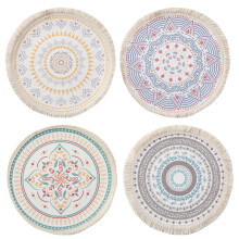 Kitchen Table Placemats With Boho Placemats, Heat Resistant Anti-Slip Round Handmade Woven Fringe Placemat Water Absorbent Tassel Design, Washable