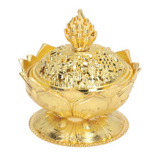 Vintage-Goldlegierung Lotus Räuchergefäß – Blumenform Dekoration für Zuhause