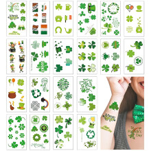 20 Blatt temporäre Tattoos mit Kleeblattmotiven zum St. Patrick's Day, Accessoires, Dekoration und Partyzubehör