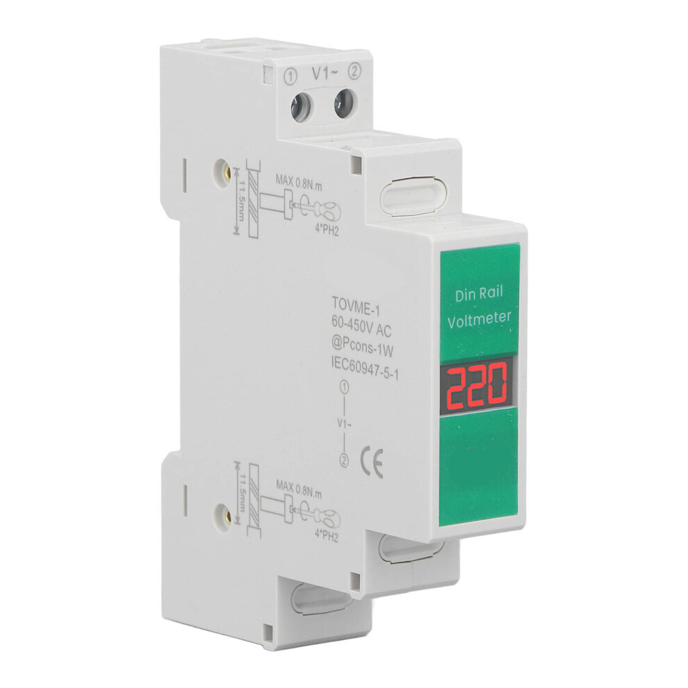Tongou Ac Voltmeter Digital Lcd 1 Phase Din Rail 60Â450V Voltage Tester 4611376485528
