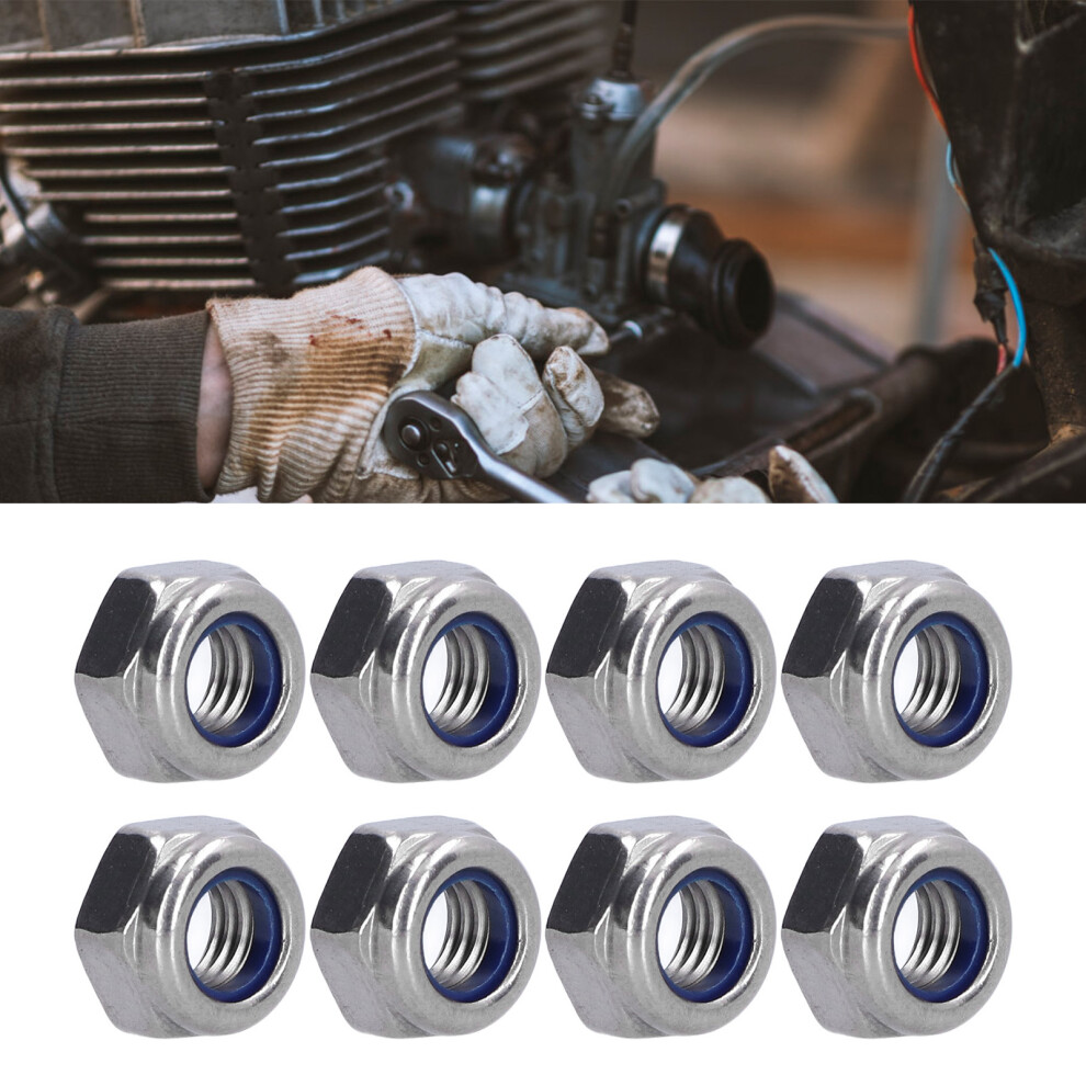 100Pcs M8 Nylon Insert Lock Nut Set Stainless Steel Fasteners 4681376485880