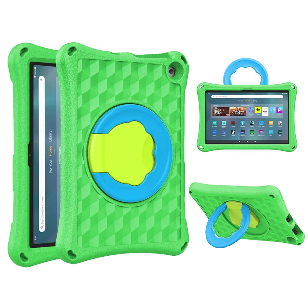 Shockproof Kids Tablet Case 10 Inch With Handle, Nonslip Grip And Precise Port Access, Green 9347817654233
