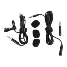 Microphone Lavalier Professionnel 360 Omnidirectionnel, Noir, 1,5 m