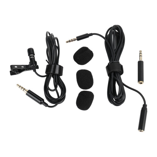 Microphone Lavalier Professionnel 360 Omnidirectionnel, Noir, 1,5 m