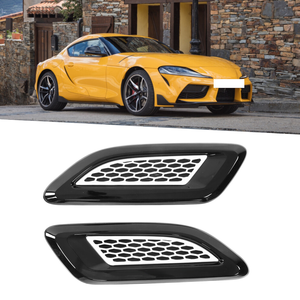 2Pcs Car Hood Air Vent Outlet Trim For Gr Supra A90 2019-2022 Black/Silver 6951376492132