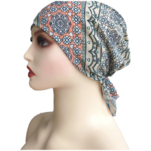 Turbante da donna in cotone pre-annodato, vestibilità ultra confortevole, copertura completa della testa, berretto per chemioterapia, fascia per