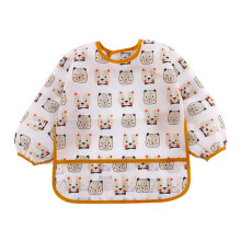 Long Sleeve Bib for Toddlers, Mess Proof Baby Feeding Smock with Food Catcher Pocket, Waterproof Oil Resistant Sleeved Apron for Eating Arts Crafts,