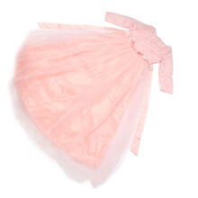 Girl Performance Dress Pink Lace Long Sleeves, 116cm Length