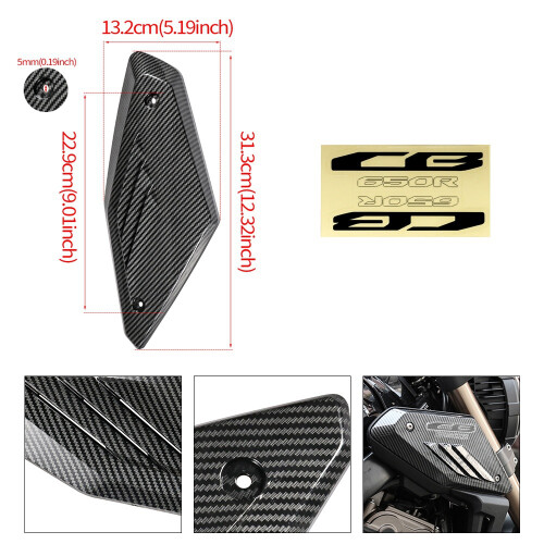 Gloss Silver Motorcycle Frame Side Panel Guard Cover Shell Intake Pipe Protector for  CB650R 2019 2020 2021 2